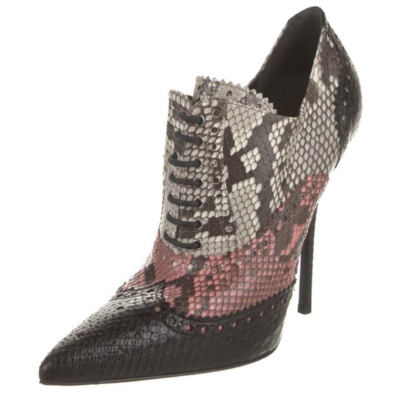 Gucci Gia Colorblock Python Oxford Stiletto Ankle Boots Size 38 - Picture 1 of 10
